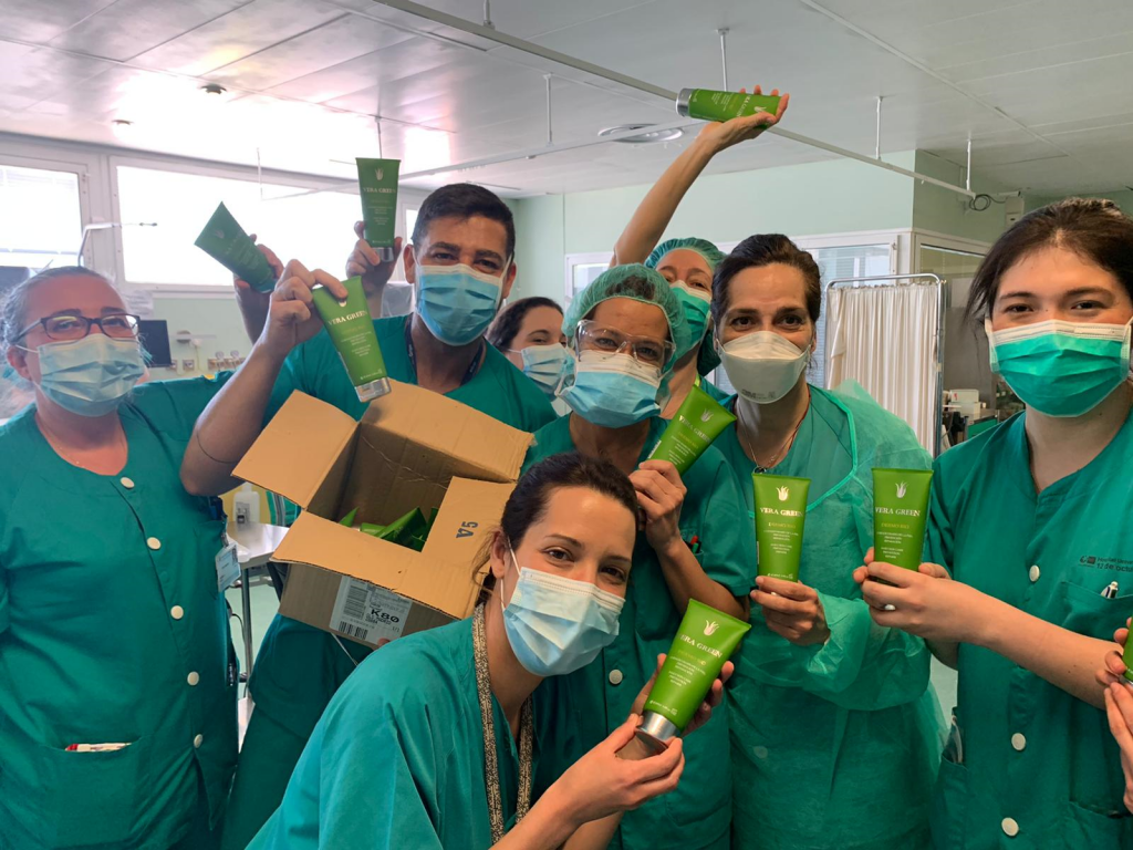 Green Frog Aloe dona todo su stock de cremas Vera Green Dermo Bio a varios hospitales