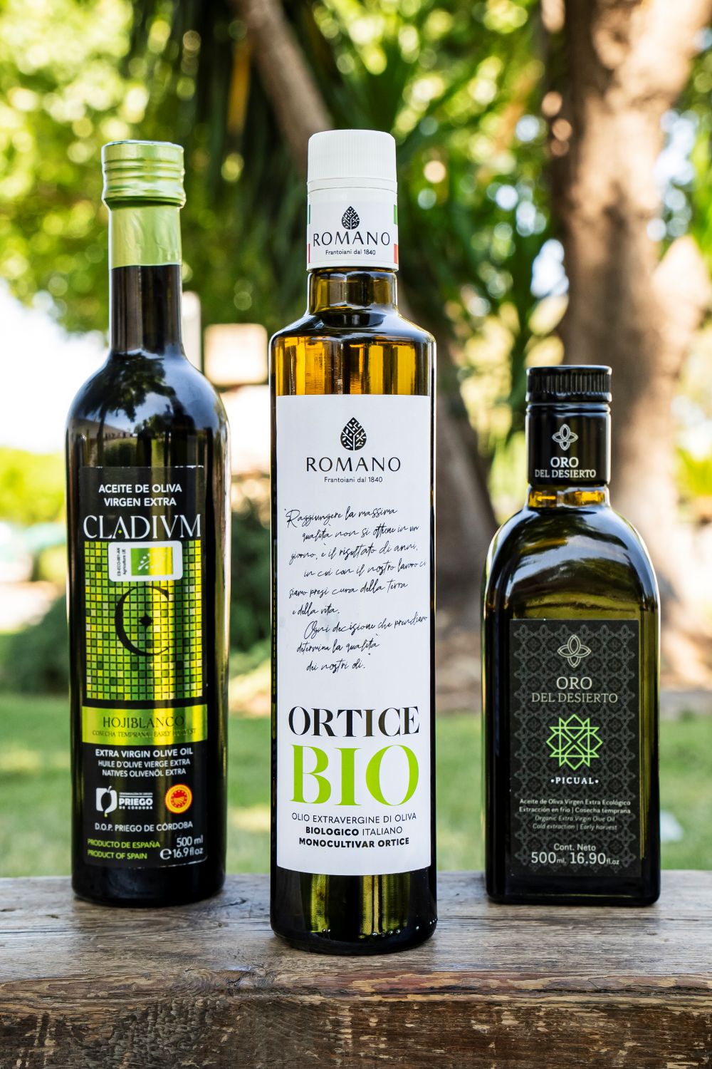 Los tres aceites ganadores EcoTrama 2026: Cladivm, Ortice Bio y Oro del Desierto Picual y 