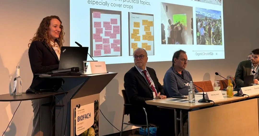 Presentación del proyecto OrganicClimateNET durante BIOFACH 2026, el principal encuentro internacional del sector ecológico.