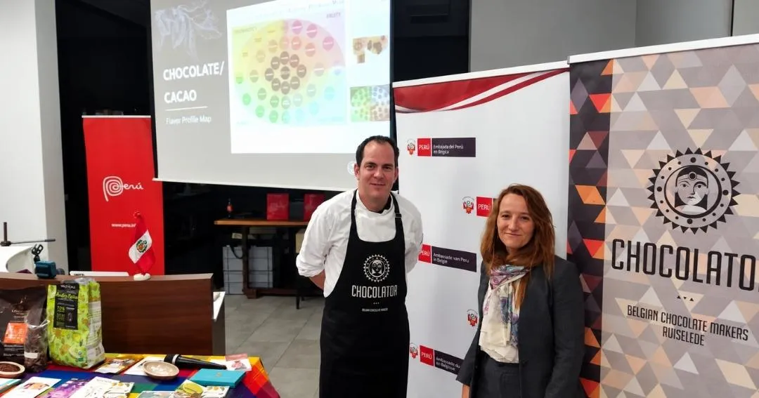 Evento promocional de cacao orgánico de Perú en Gante con participación de Ecovalia